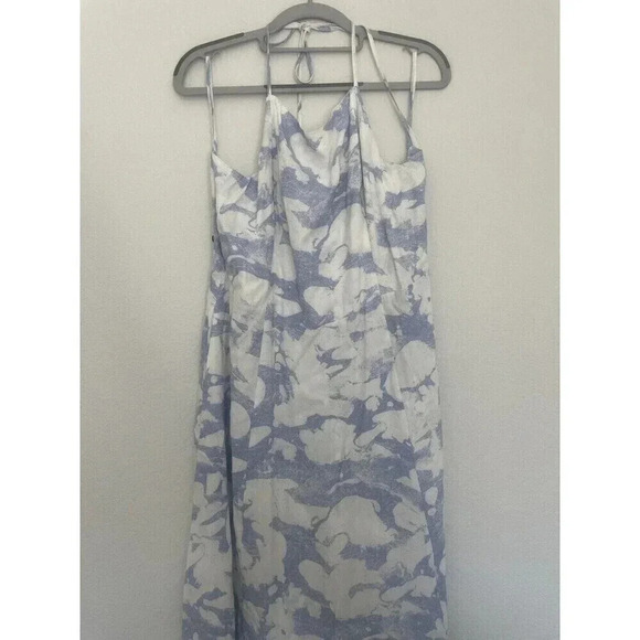 Open Edit Womens Size Large Sundress Marble Print Open Back White and Blue - Picture 5 of 12